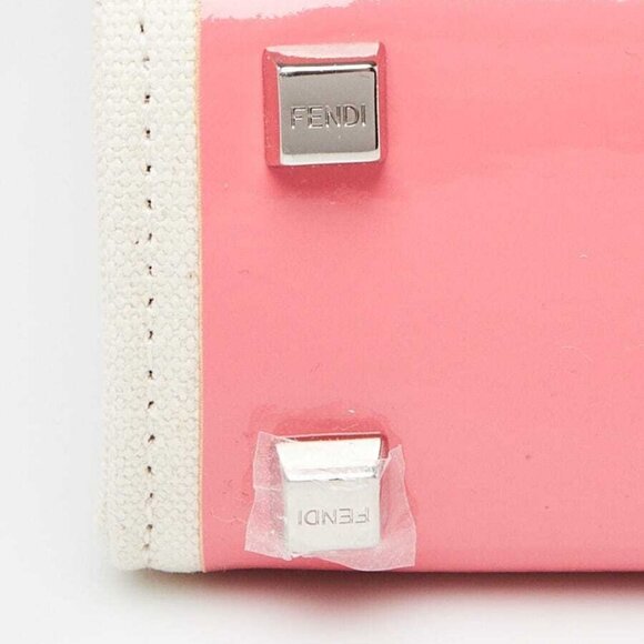 Fendi Beige/Pink Patent Leather and Canvas Sunshine Mini Crossbody Tote Bag - Picture 5 of 11